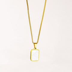 Gold Frame Box Chain Pendant Necklace