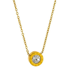 Gold Bezel Solitaire Pendant – Crystal Center