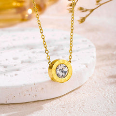 Gold Bezel Solitaire Pendant – Crystal Center