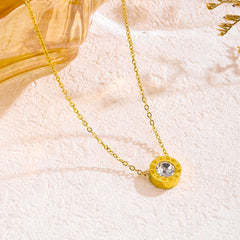 Gold Bezel Solitaire Pendant – Crystal Center