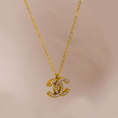 Crystal-Studded Twin C Pendant