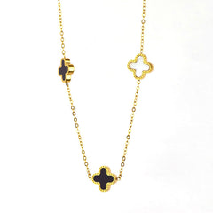 Dual-Tone Clover Necklace with Beaded Border