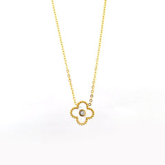 Elegant Enamel Clover Pendant with Crystal Center