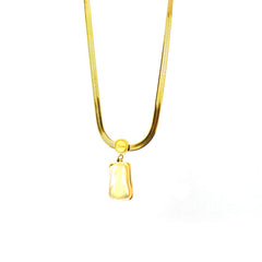 Iridescent Baroque Shell Pendant on Gold Snake Chain