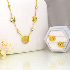 Luxury GG Monogram Necklace & Earrings Set – Gold Plated