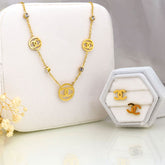CC Logo Gold Necklace & Earrings Set