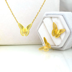 Golden Flutter Necklace & Earrings Set