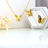 Golden Flutter Necklace & Earrings Set