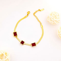 Ruby Geometric Gold Bracelet