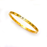 Roman Numeral Gold-Plated Bangle with Crystal Accents