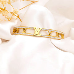 Golden Monogram Statement Bracelet