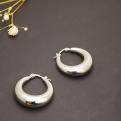 Classic Dome Silver Hoop Earrings