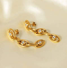 Crystal Link Chain Drop Earrings