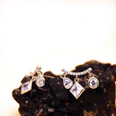 Crystal Charm Curve Stud Earrings