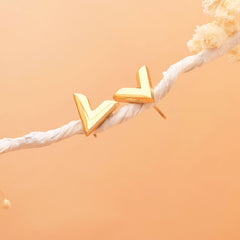 Minimalist V-Shape Gold Stud Earrings