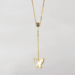 White Fritillaria Butterfly Pendant