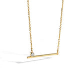 Minimalist Gold Bar Necklace with Solitaire Charm