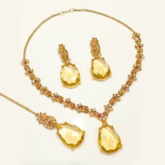 Tear-Drop Stone Necklace Set