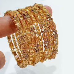 Riwaayat Antique Gold Carved Bangle Set