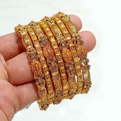 Riwaayat Antique Gold Carved Bangle Set