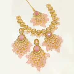 Luxury Pink AD Stone Necklace