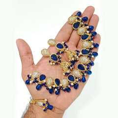 Luxury Blue Beaded Traditional Jewelry Set