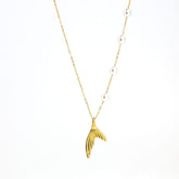 Golden Mermaid Tail Pendant with Pearl Chain