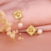 Versace-Inspired Medusa Pearl Drop Earrings