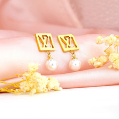 LV Square Frame Pearl Earrings