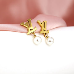 LV Pearl Drop Earrings