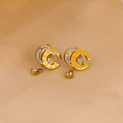 Crystal Drop Double G Stud Earrings