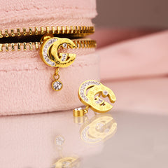 Crystal Drop Double G Stud Earrings