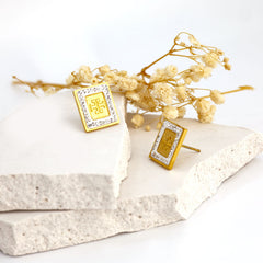 Square Stud Crystal Frame Earrings