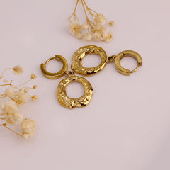 Molten Texture Gold Dangle Earrings