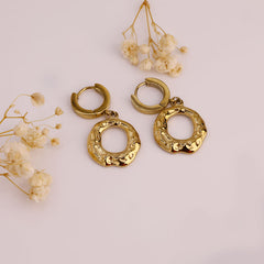 Molten Texture Gold Dangle Earrings