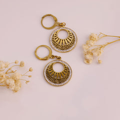 Greek Sunburst Crystal Drop Earrings