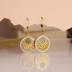 Greek Sunburst Crystal Drop Earrings