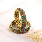 Gulbahar Floral Gold Bangles