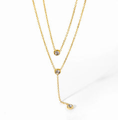 Minimalist Y-Drop CZ Pendant Necklace