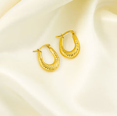 Twist Texture Classic Gold Hoop Earrings