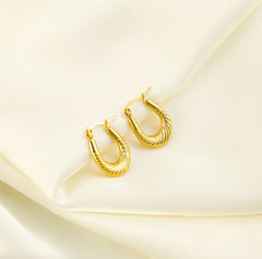 Twist Texture Classic Gold Hoop Earrings