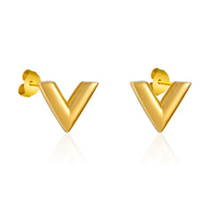 Minimalist V-Shape Gold Stud Earrings