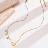Golden Heart & Diamond Charm Chain Necklace