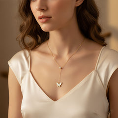 White Fritillaria Butterfly Pendant