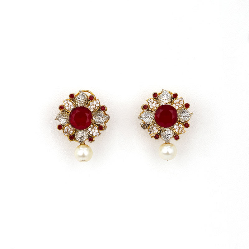 Zeenat Bloom Stone & Pearl Earrings