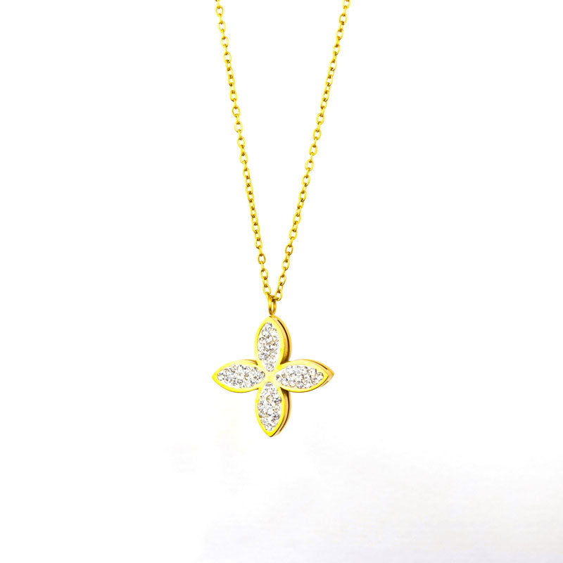 Elegant Crystal-Studded Clover Pendant
