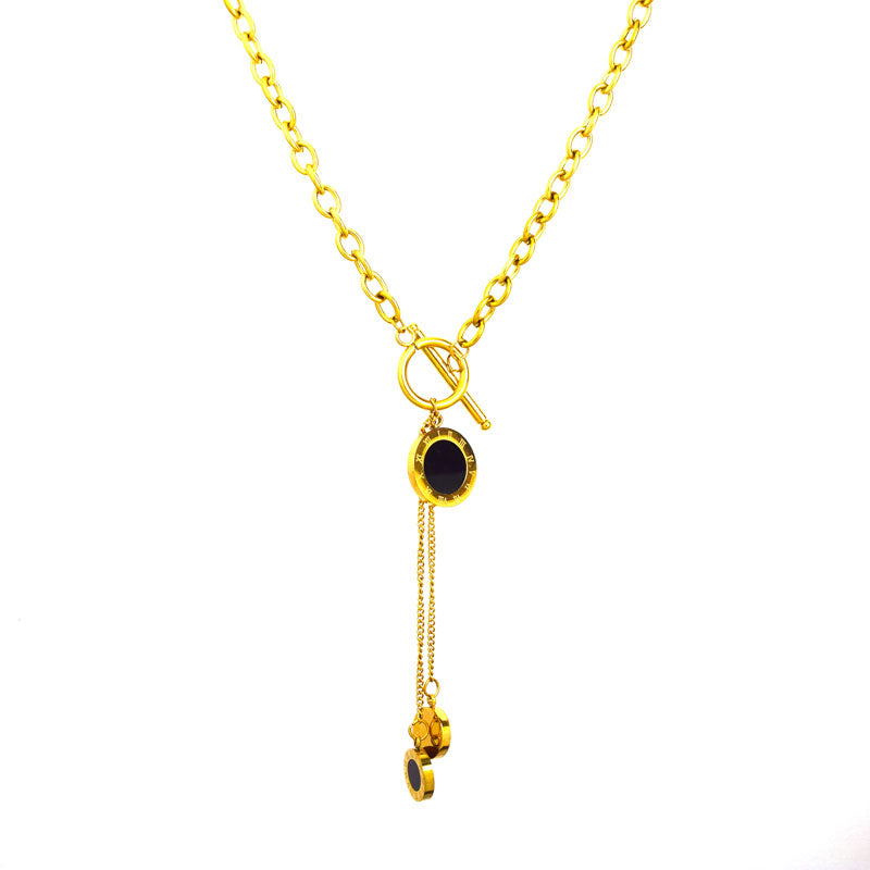 Roman Dial Drop Pendant Chain