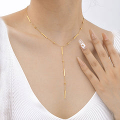 Gold Bar Lariat Y-Pendant