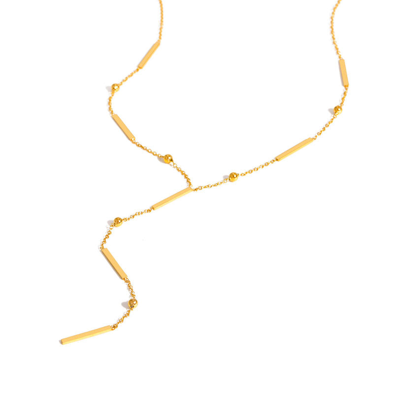 Gold Bar Lariat Y-Pendant
