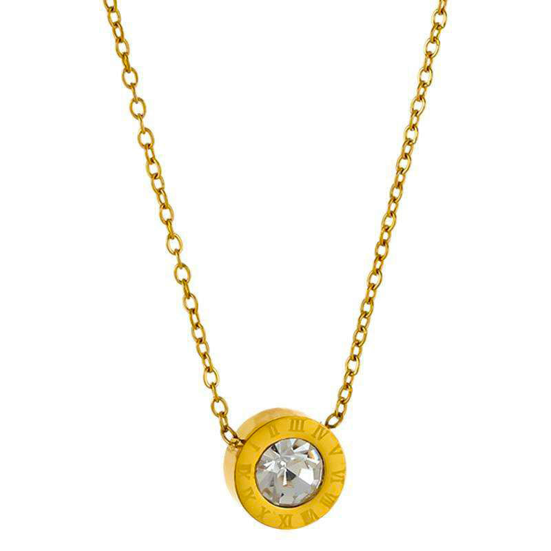Gold Bezel Solitaire Pendant – Crystal Center